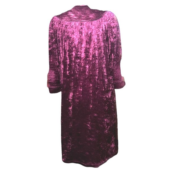 Vintage GS Purple Velvet Velour V Neck Button Front Night Gown Sz Medium Womens - Picture 2 of 16